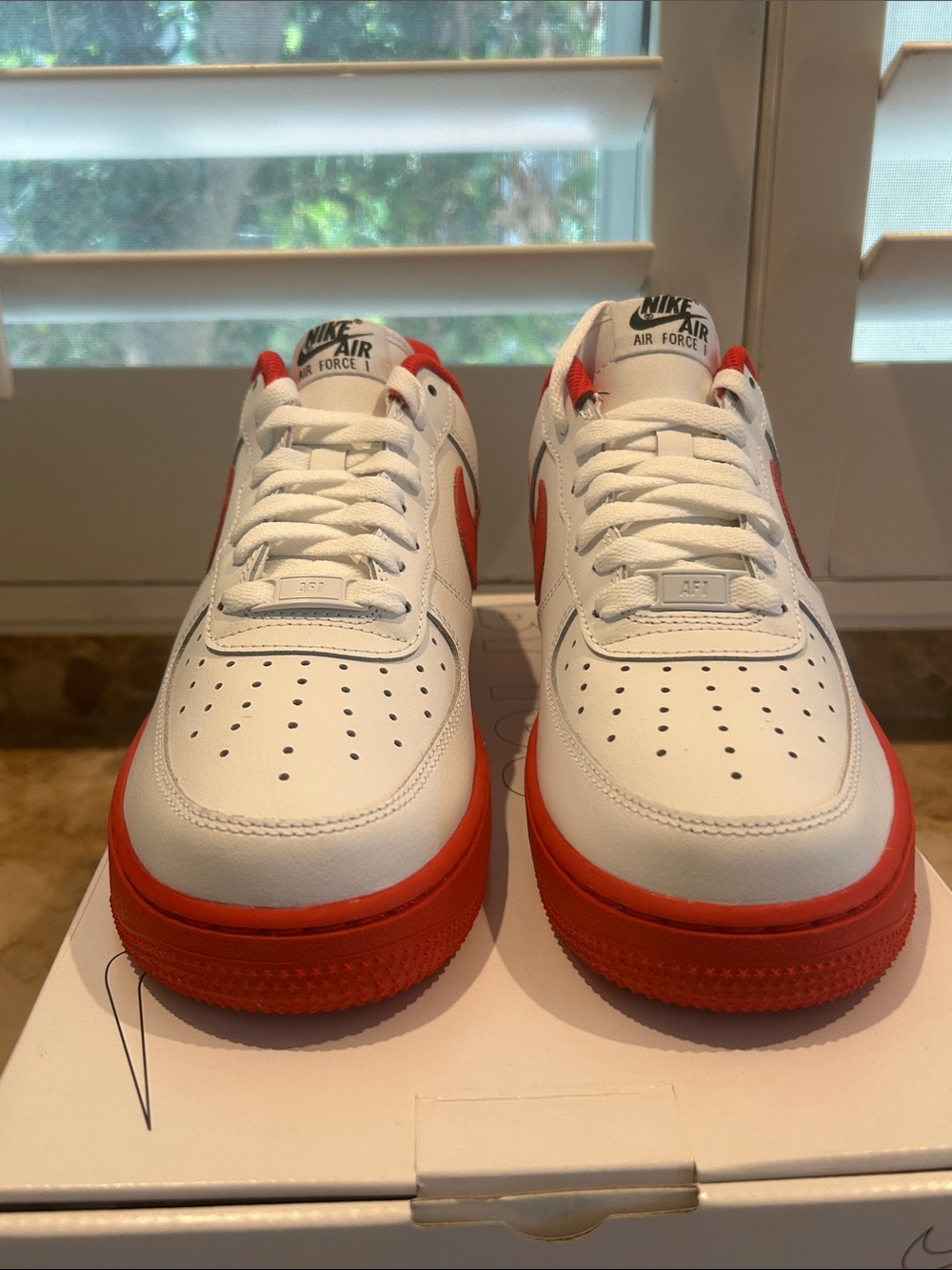 Nike Custom Air Force Ones With Red Swoosh and Red Bottoms
